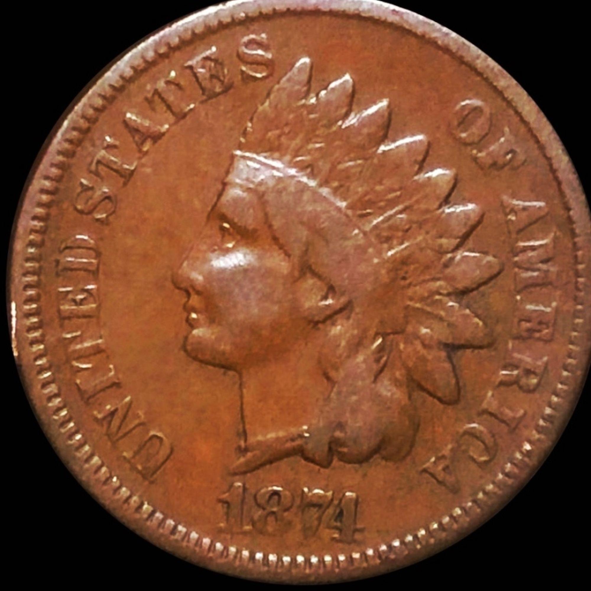 1874 Indian Head Penny LIGHTLY CIRCULATED