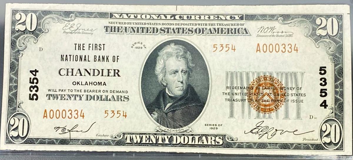 1929 US $20 Brown Seal Bill UNCIRCULATED