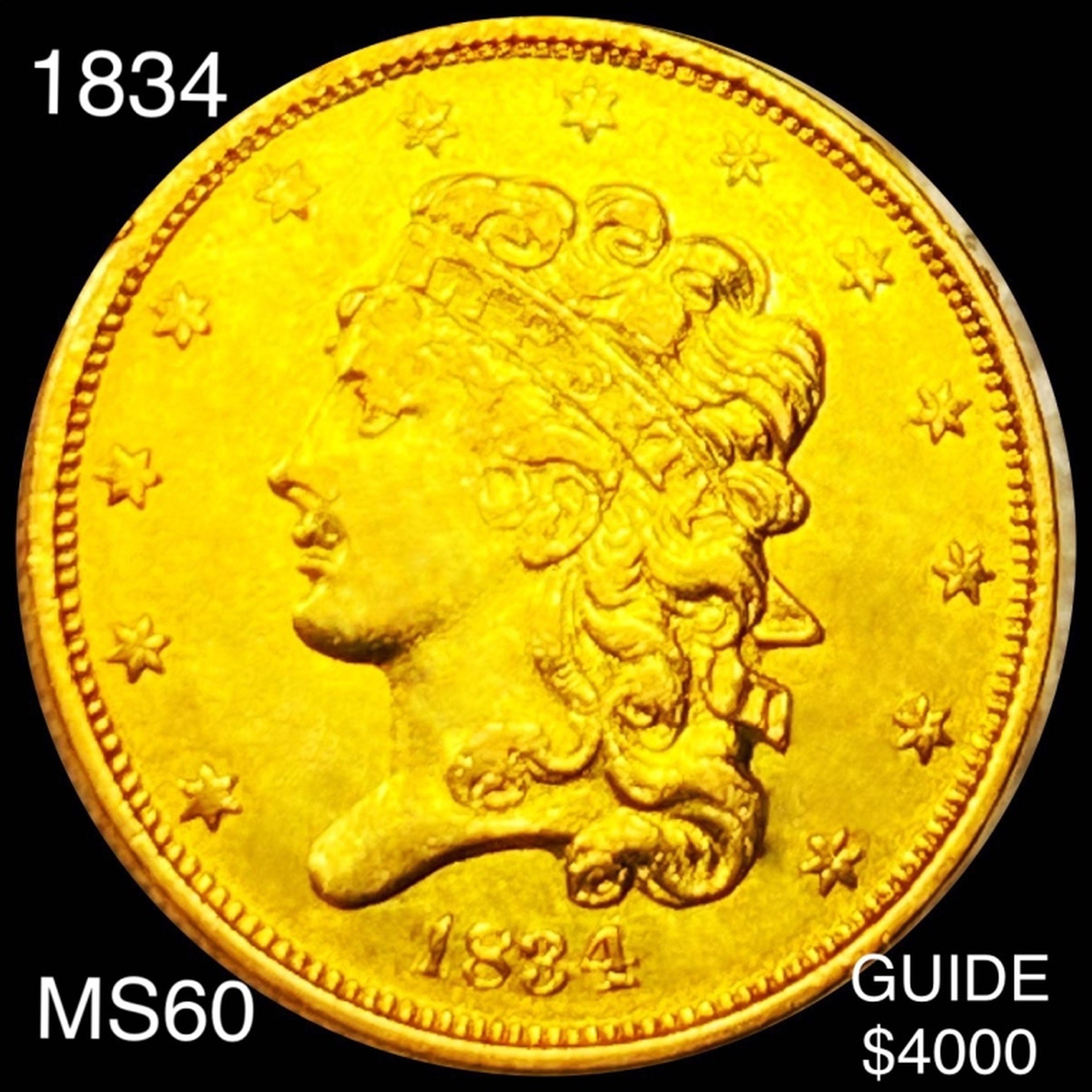 1834 $5 Gold Half Eagle UNCIRCULATED