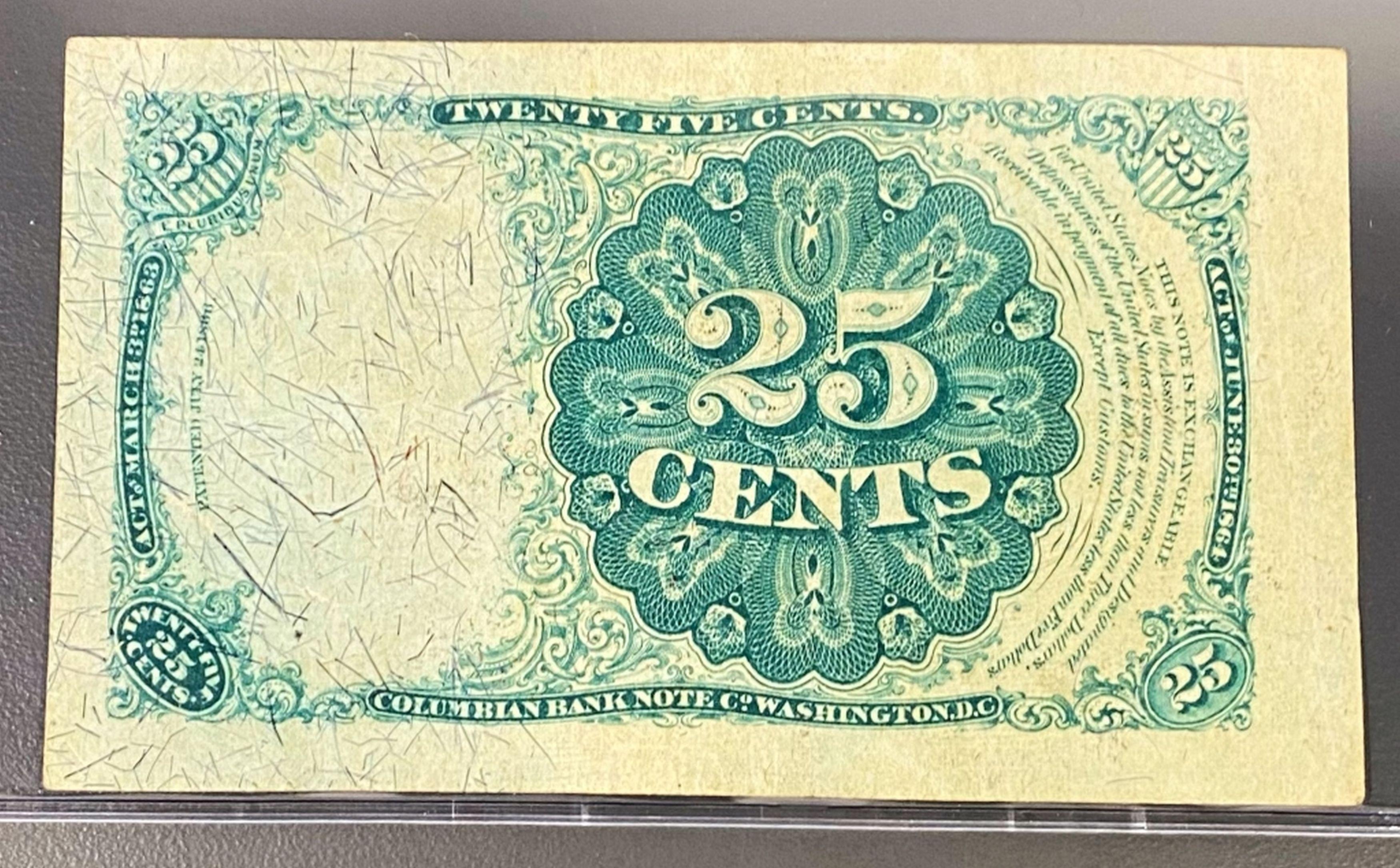 1874 US Fractional Currency 25 Cent Bill UNC