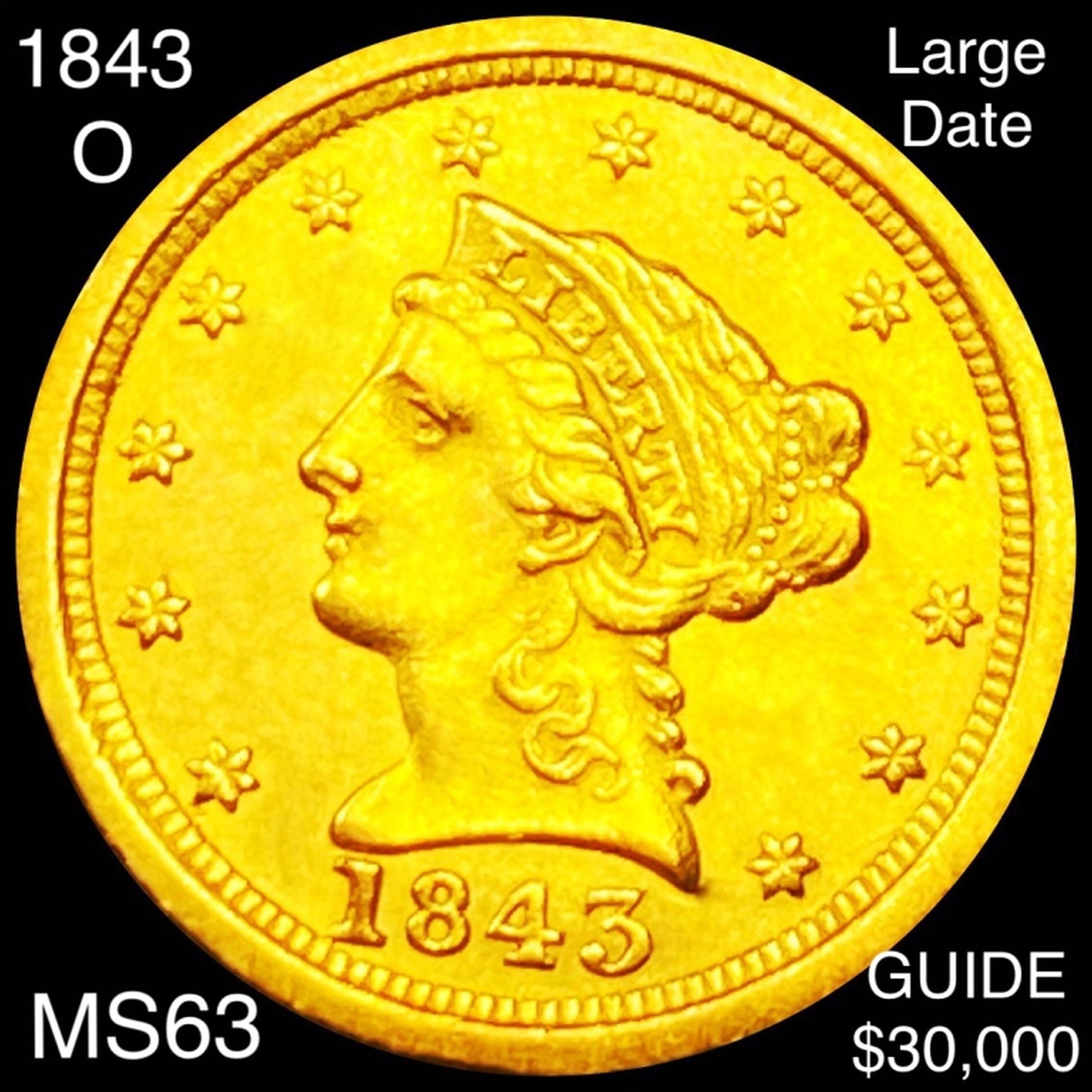 1843-O $2.50 Gold Quarter Eagle CHOICE BU