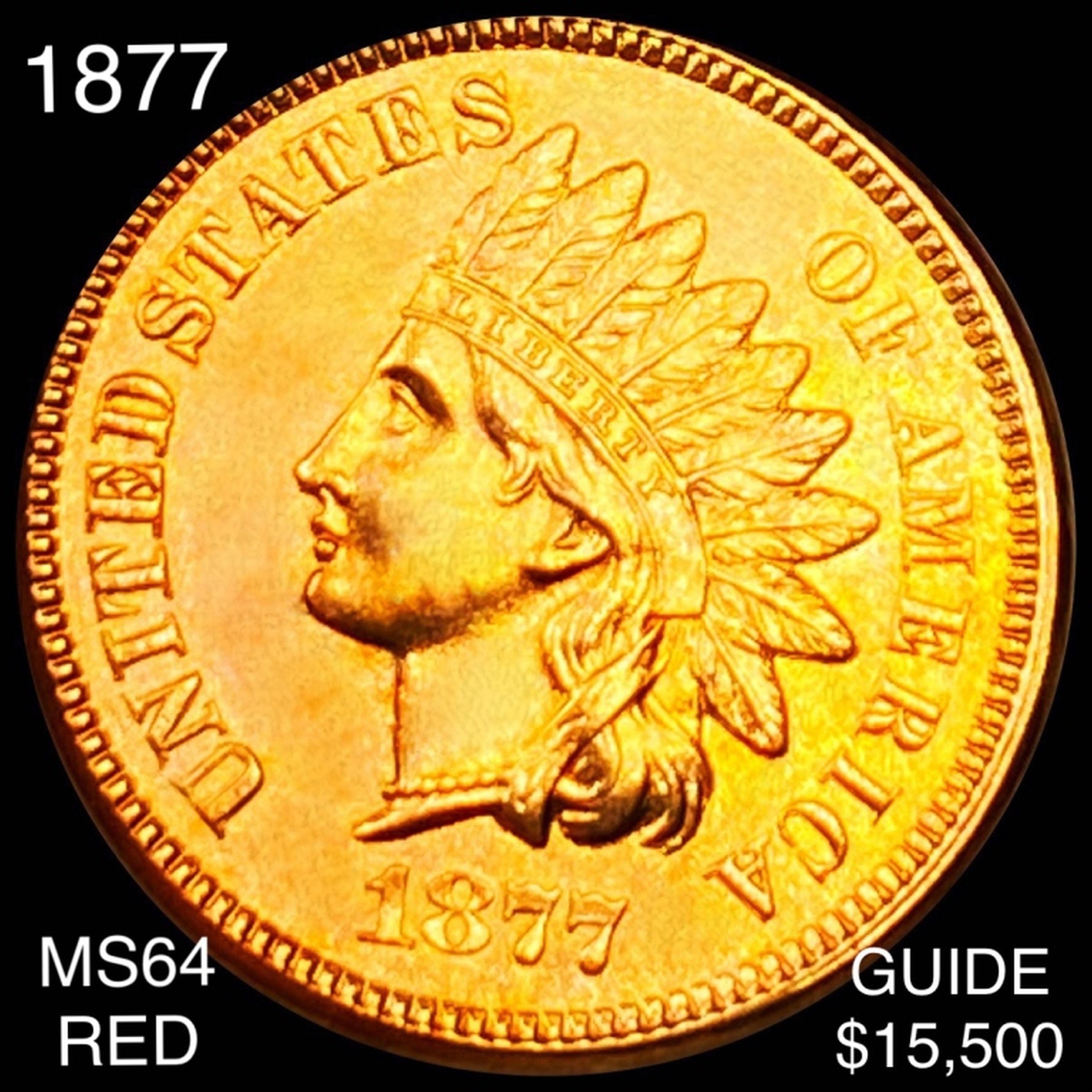 1877 Indian Head Penny CHOICE BU RED