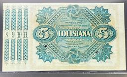 1874 $5 Louisiana State Baby Bond UNCIRCULATED