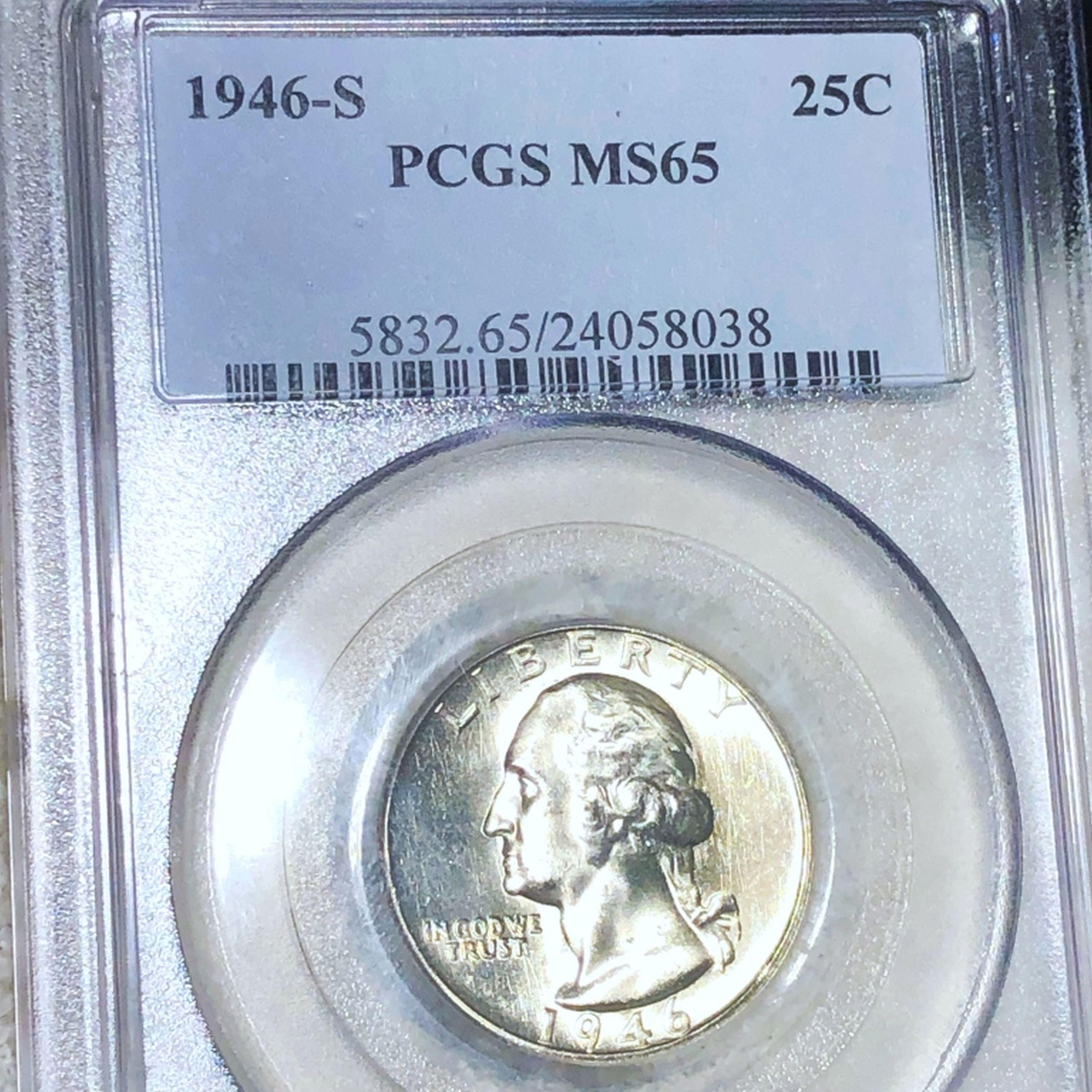 1946-S Washington Silver Quarter PCGS - MS65