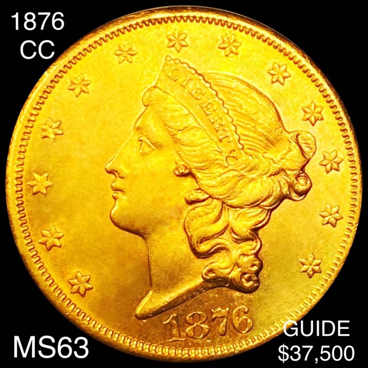 1876-CC $20 Gold Double Eagle CHOICE BU