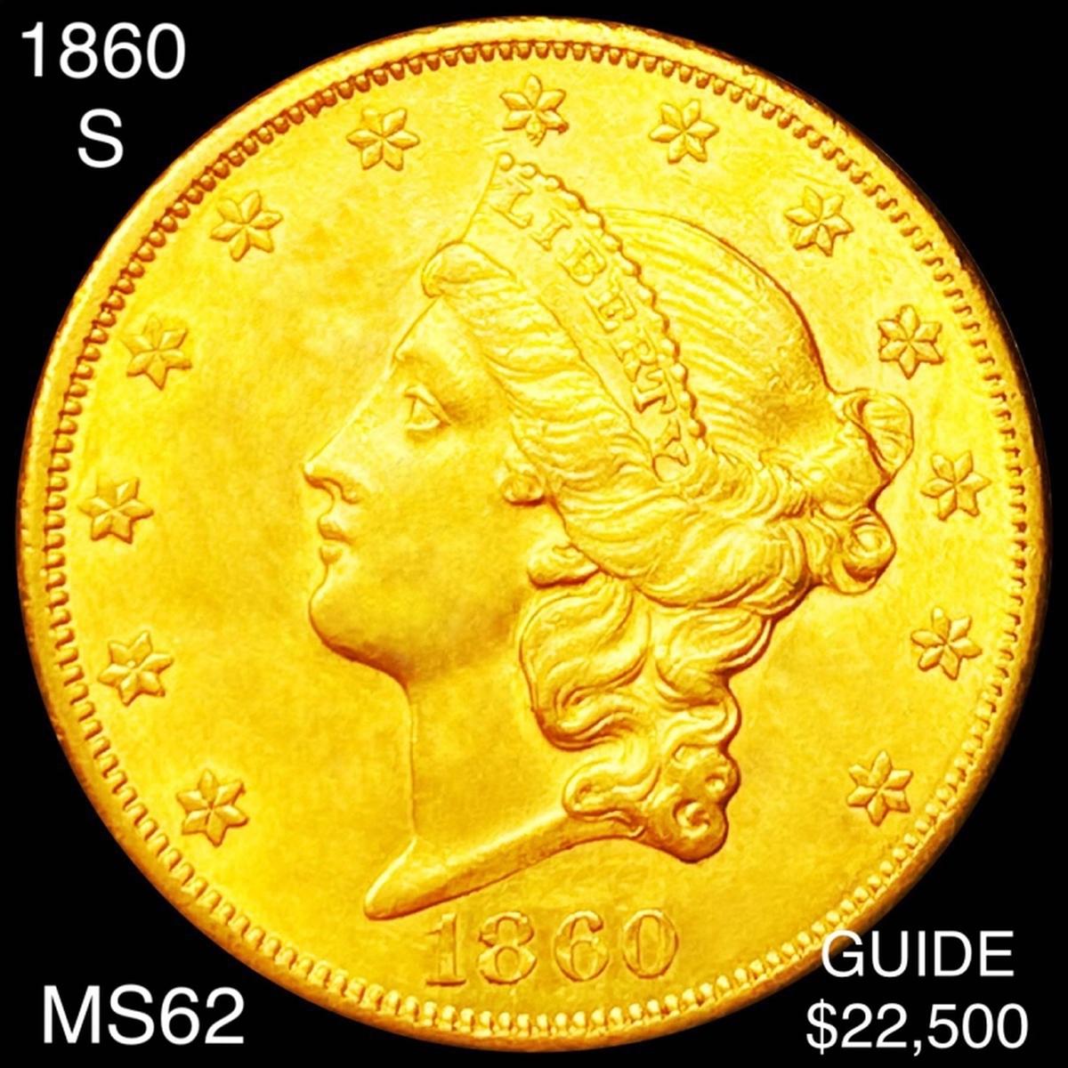 1860-S $20 Gold Double Eagle UNCIRCULATED