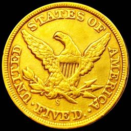 1862-S $5 Gold Half Eagle CHOICE AU