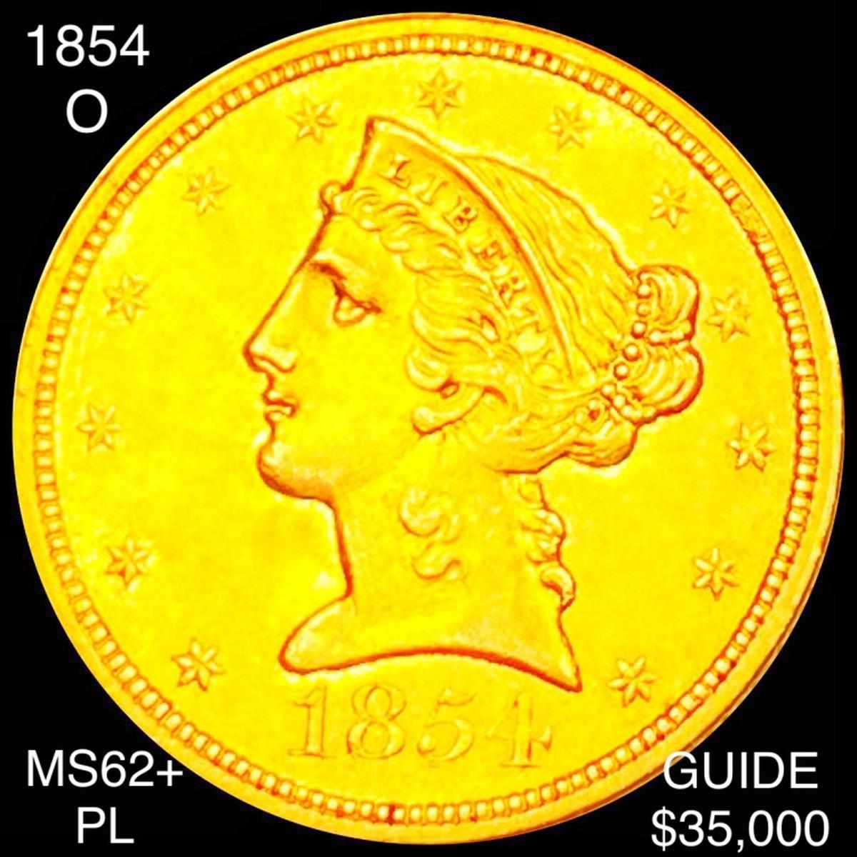 1854-O $5 Gold Half Eagle UNCIRCULATED PL