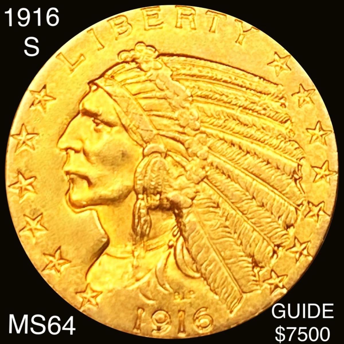 1916-S $5 Gold Half Eagle CHOICE BU