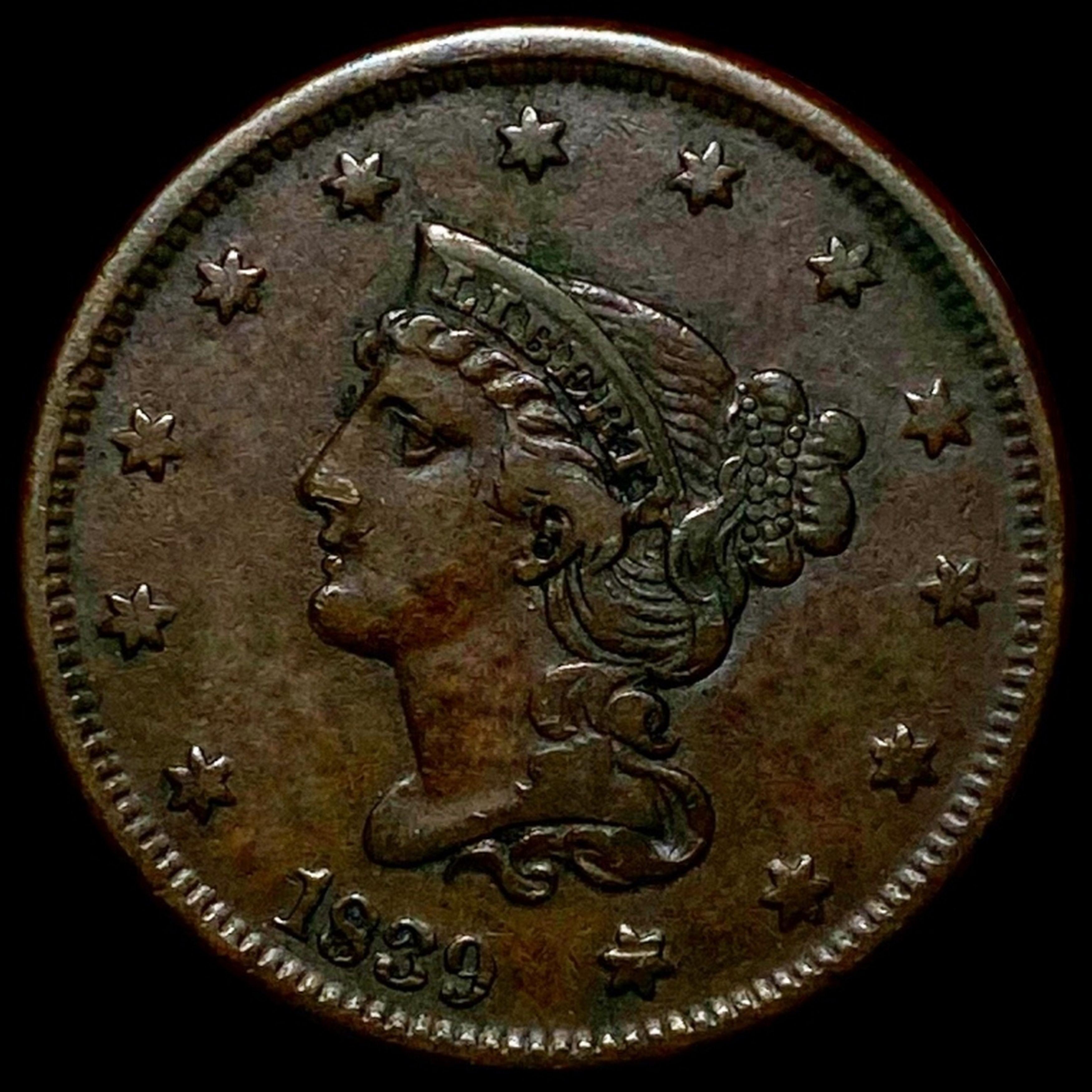 1839 Braided Hair Large Cent NEARLY UNC
