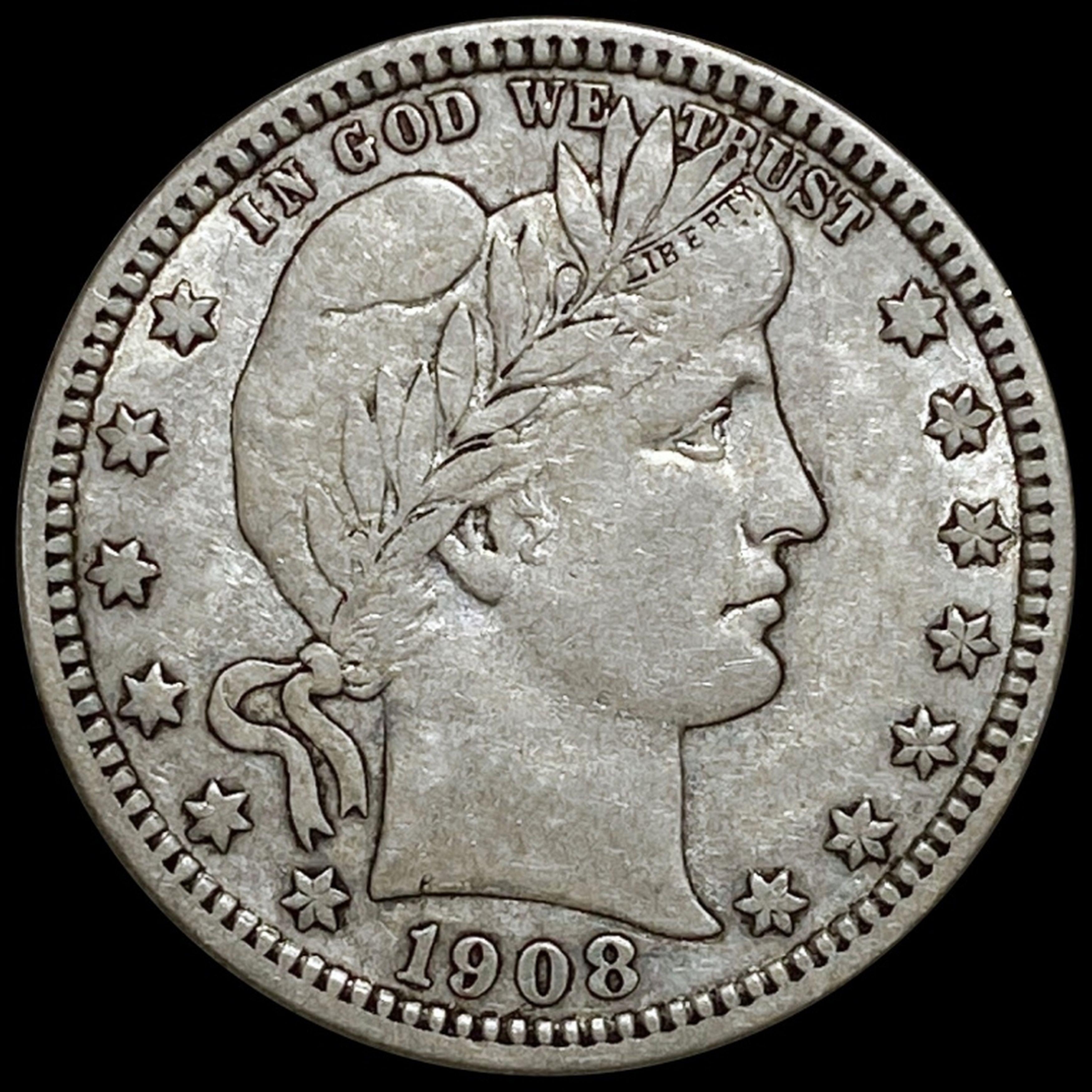 1908-D Barber Quarter Dollar LIGHTLY CIRUCLATED