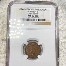 1861-65 Civil War Token NGC - MS 62 BN