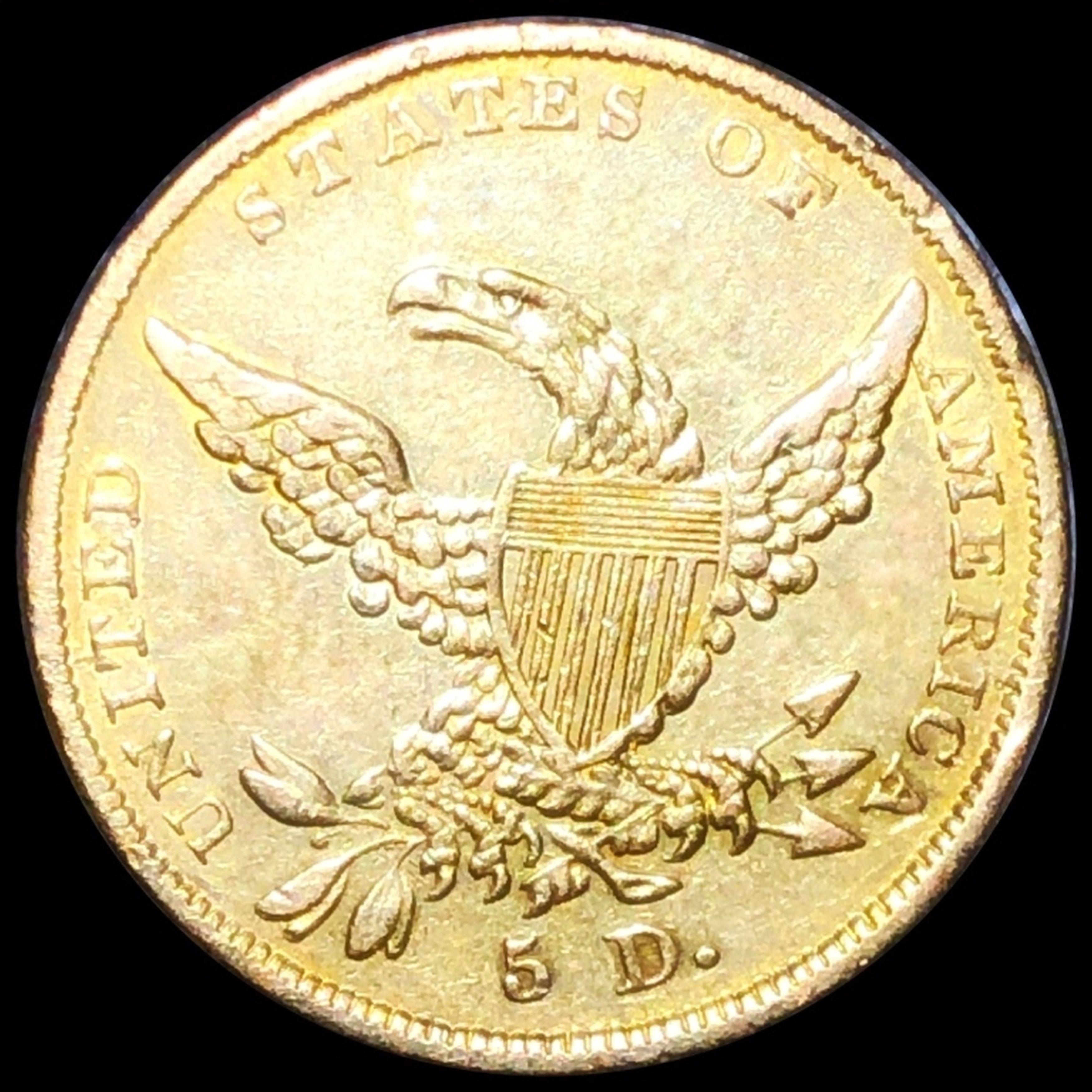 1838 $5 Gold Half Eagle CLOSELY UNC