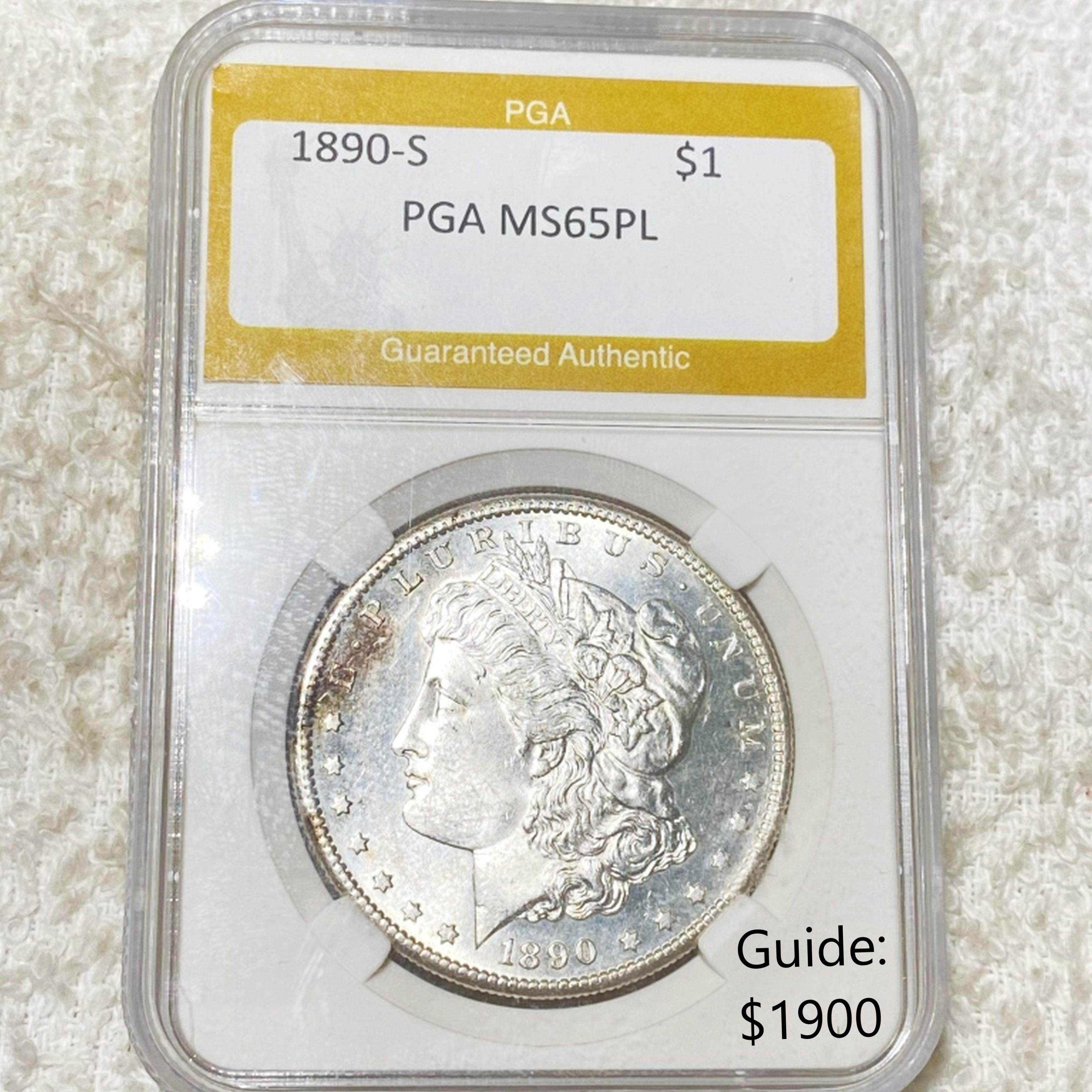 1890-S Morgan Silver Dollar PGA - MS 65 PL