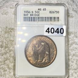 1936-S Bay Ridge Half Dollar ANACS - MS65