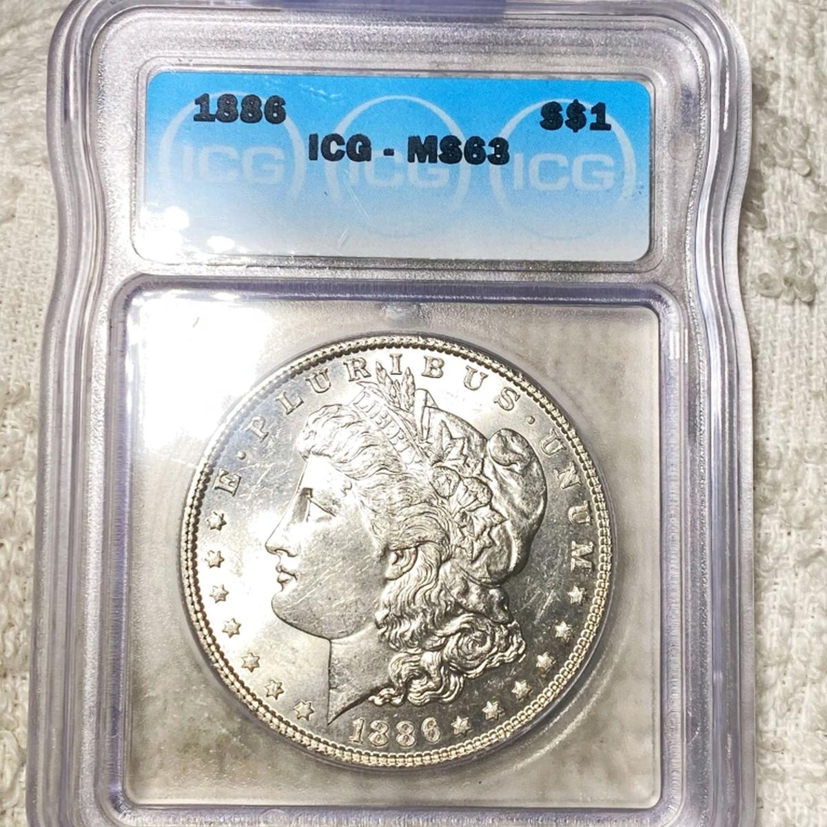 1886 Morgan Silver Dollar ICG - MS63