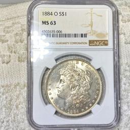 1884-O Morgan Silver Dollar NGC - MS63