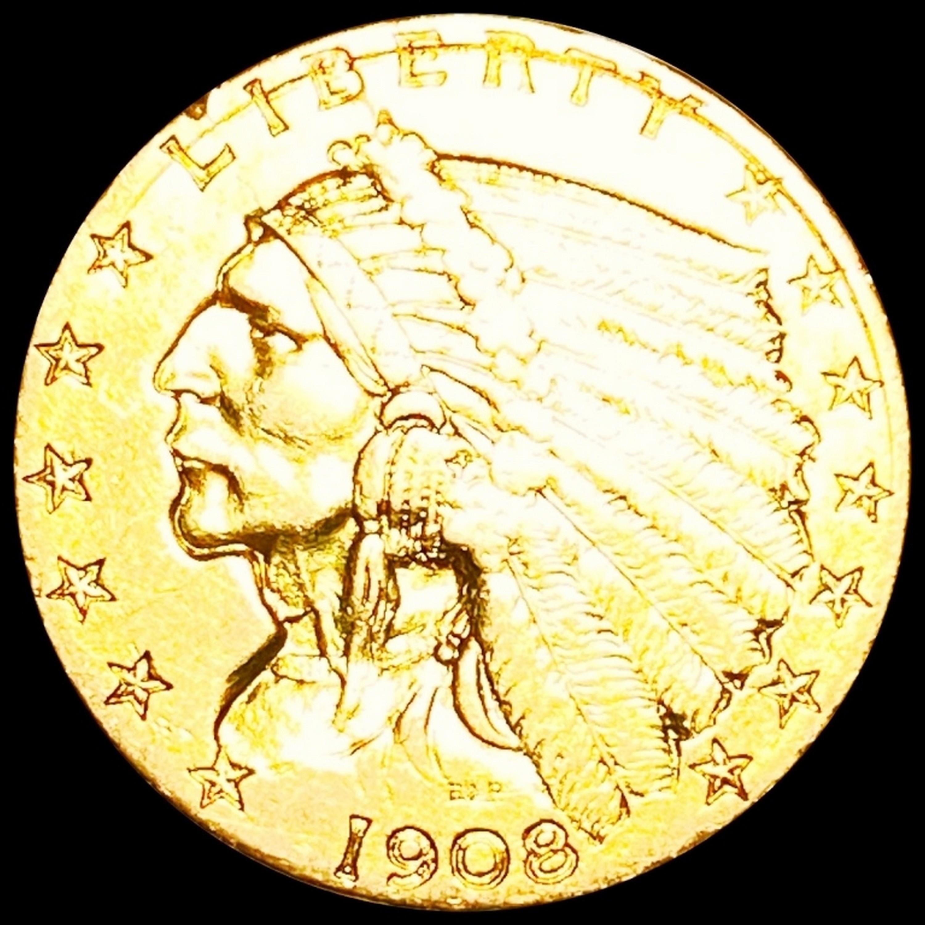 1908 $2.50 Gold Quarter Eagle NICELY CIRCULATED