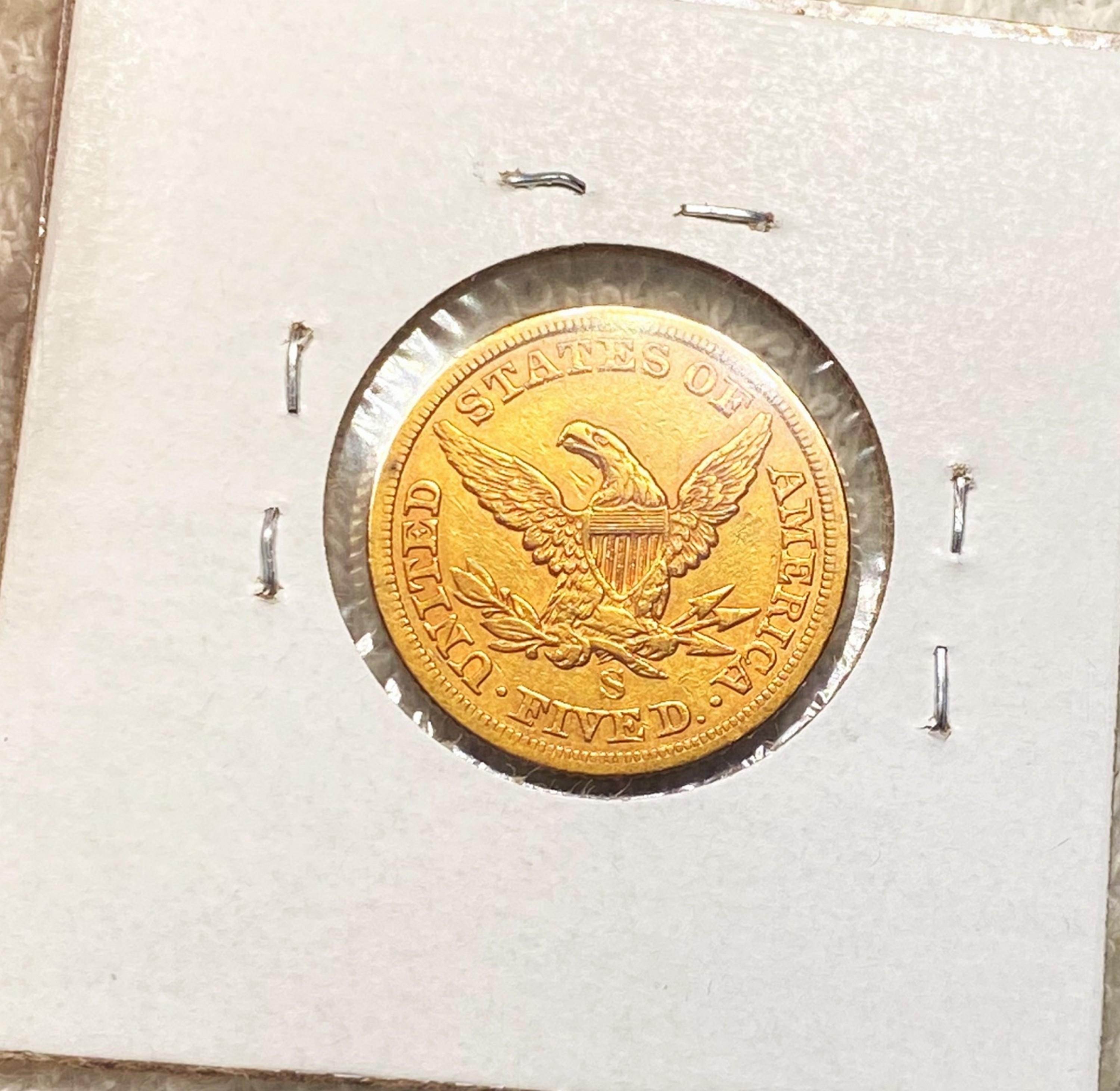 1866 $5 Gold Half Eagle CHOCIE AU NO MOTTO