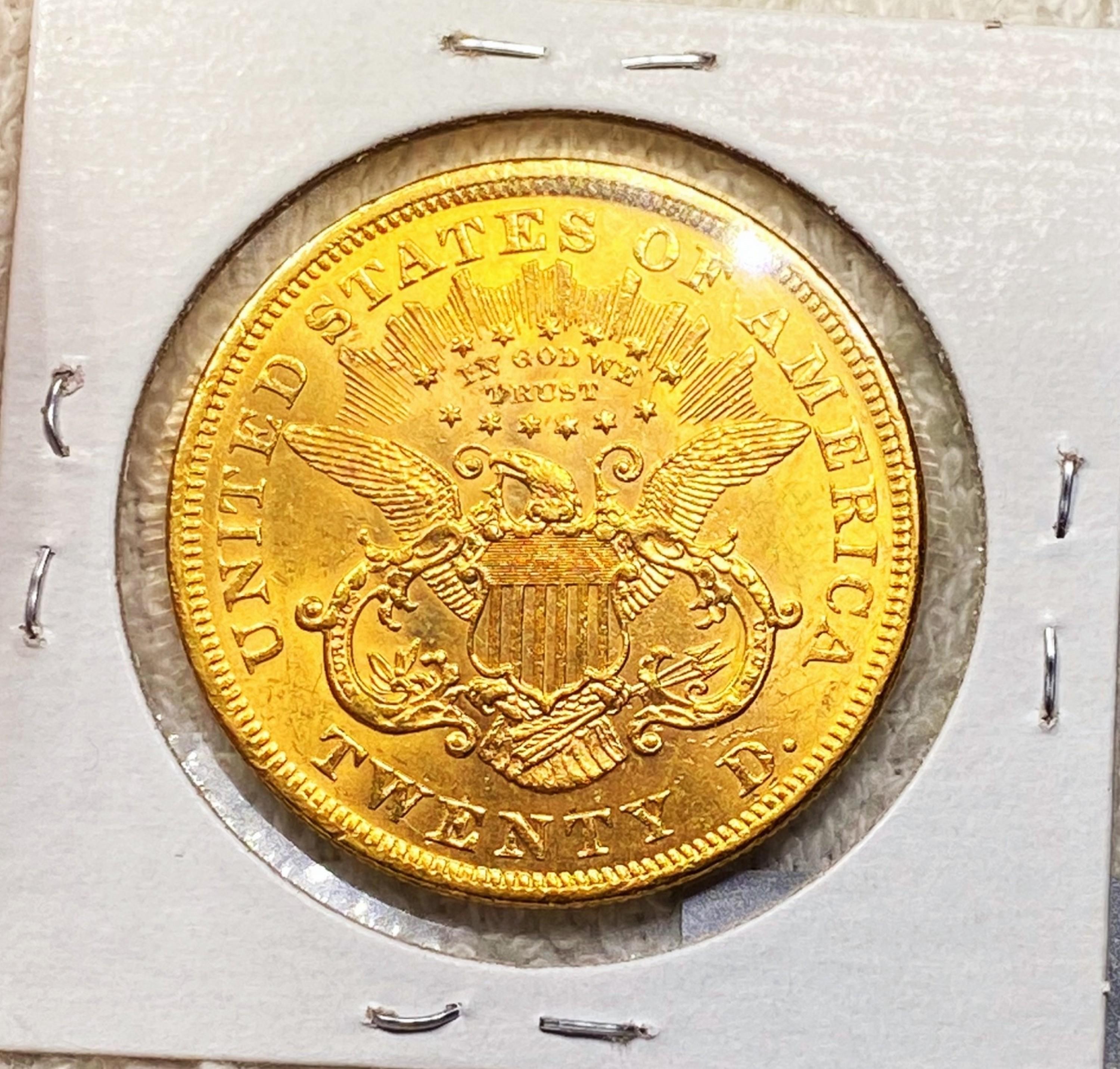 1873 $20 Gold Double Eagle CHOICE BU OPEN 3