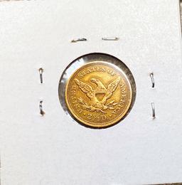 1857-O $2.50 Gold Quarter Eagle ABOUT UNCIRCULATED