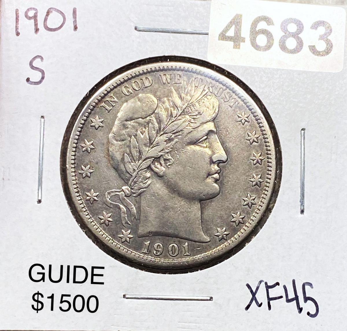 1901-S Barber Half Dollar LIGHT CIRC