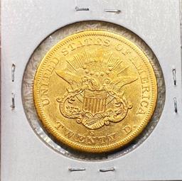 1855-S $20 Gold Double Eagle CHOICE AU
