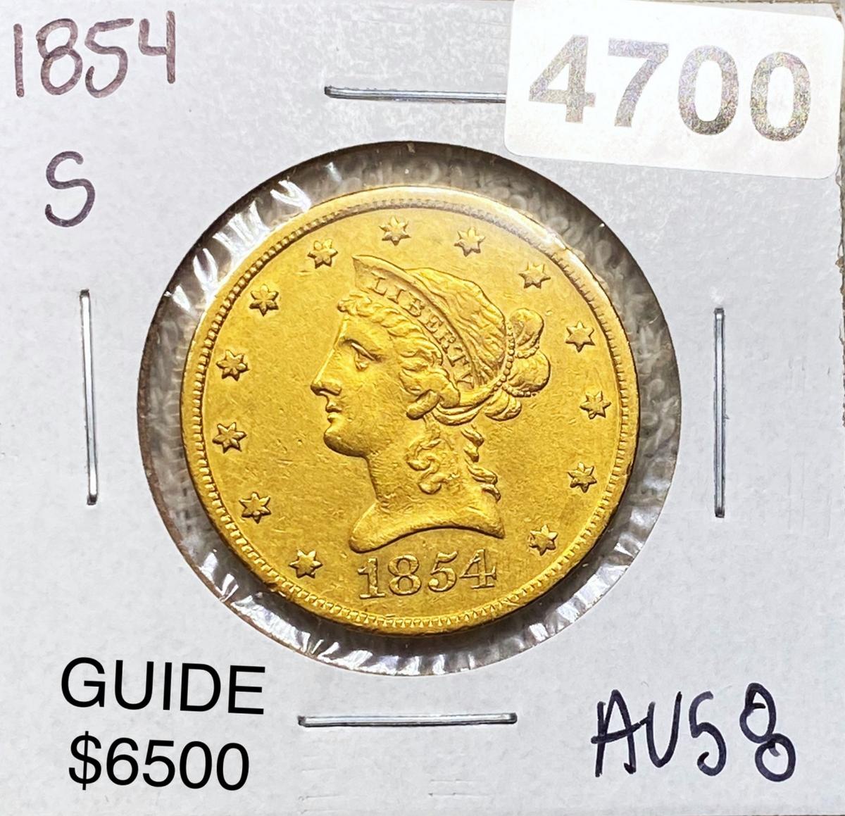 1854-S $10 Gold Eagle CHOICE AU