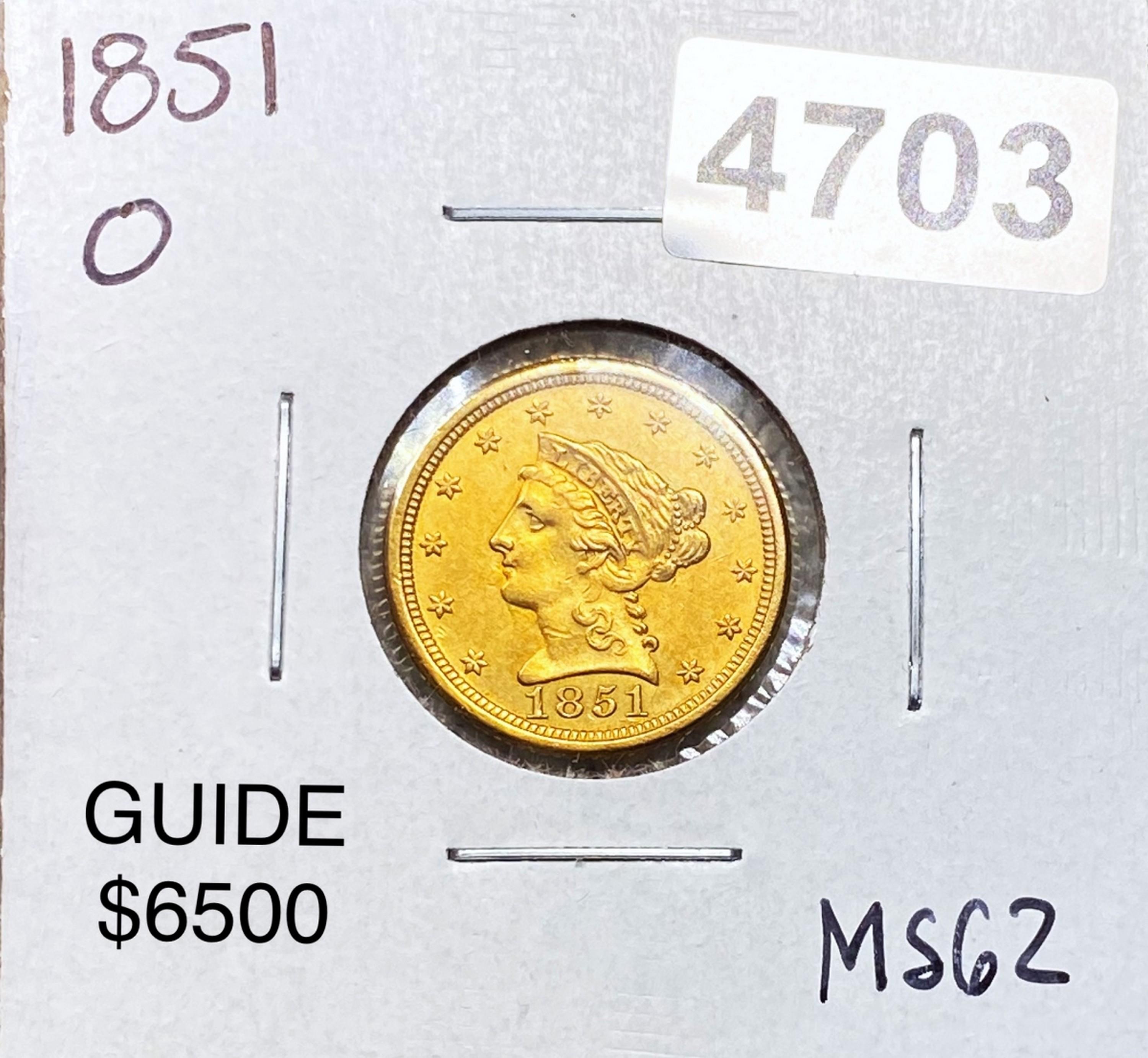 1851-O $2.50 Gold Quarter Eagle UNCIRCULATED