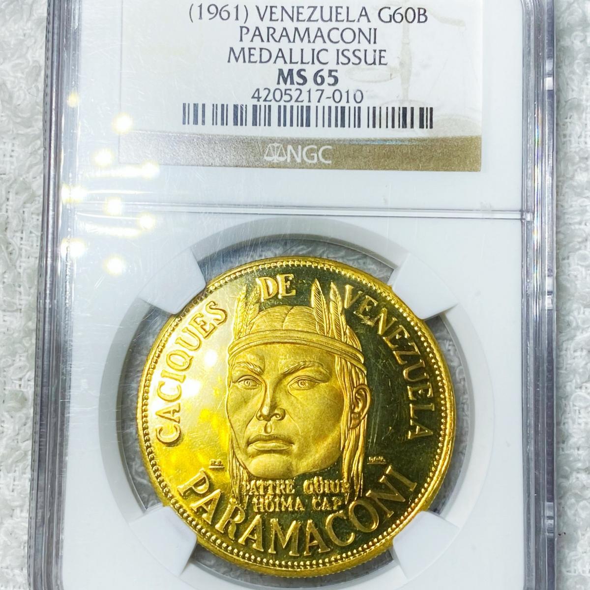 1961 Venezuela Gold 60 Bolivares NGC - MS65