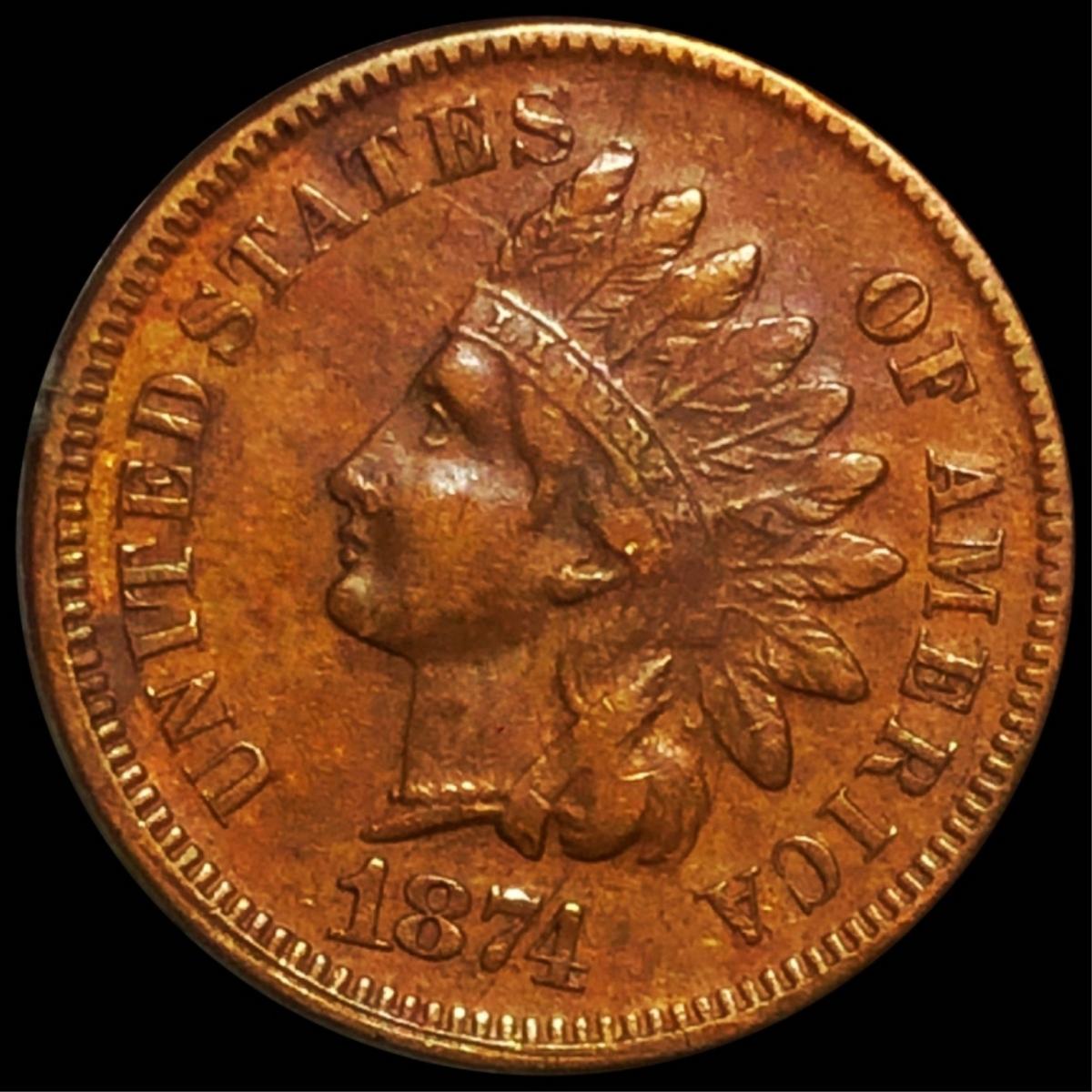 1874 Indian Head Penny ABOUT UNCIRCULATED