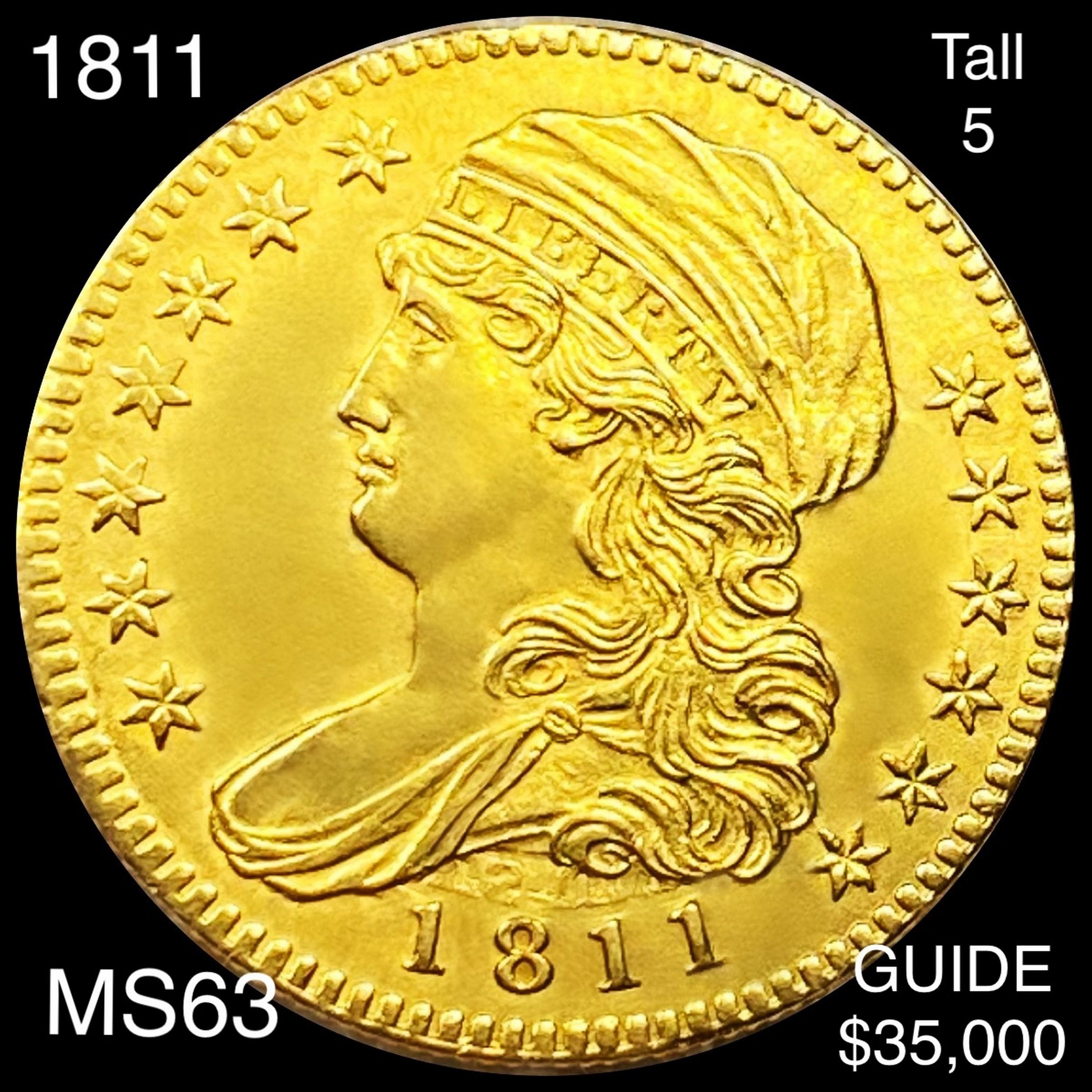 1811 $5 Gold Half Eagle CHOCIE BU TALL 5