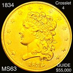 1834 $5 Gold Half Eagle CHOICE BU CROSSLET 4