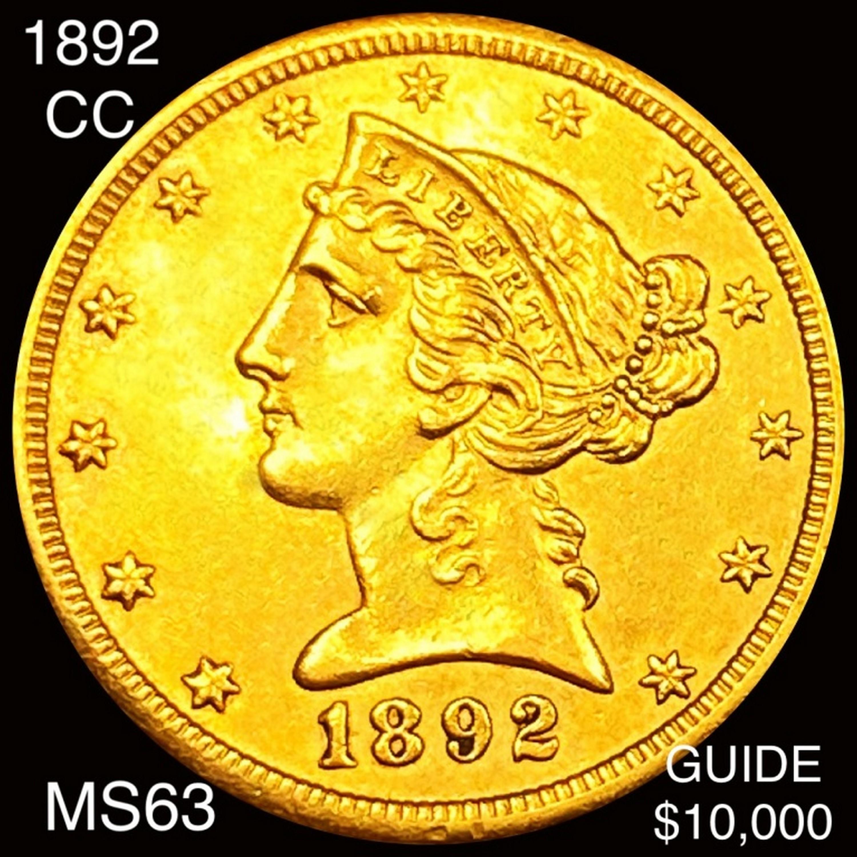 1892-CC $5 Gold Half Eagle CHOICE BU