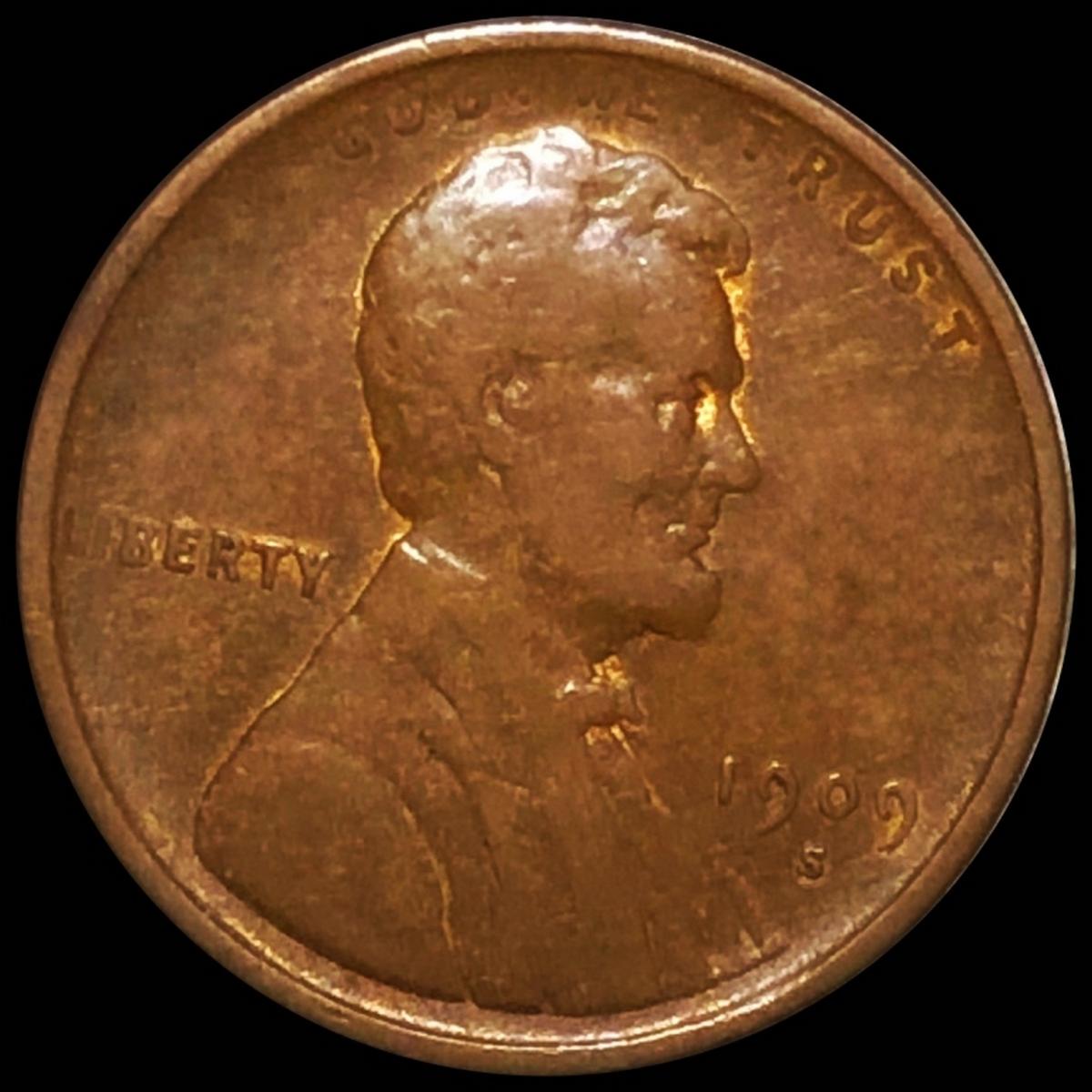 1909-S Lincoln Wheat Penny LIGHT CIRC