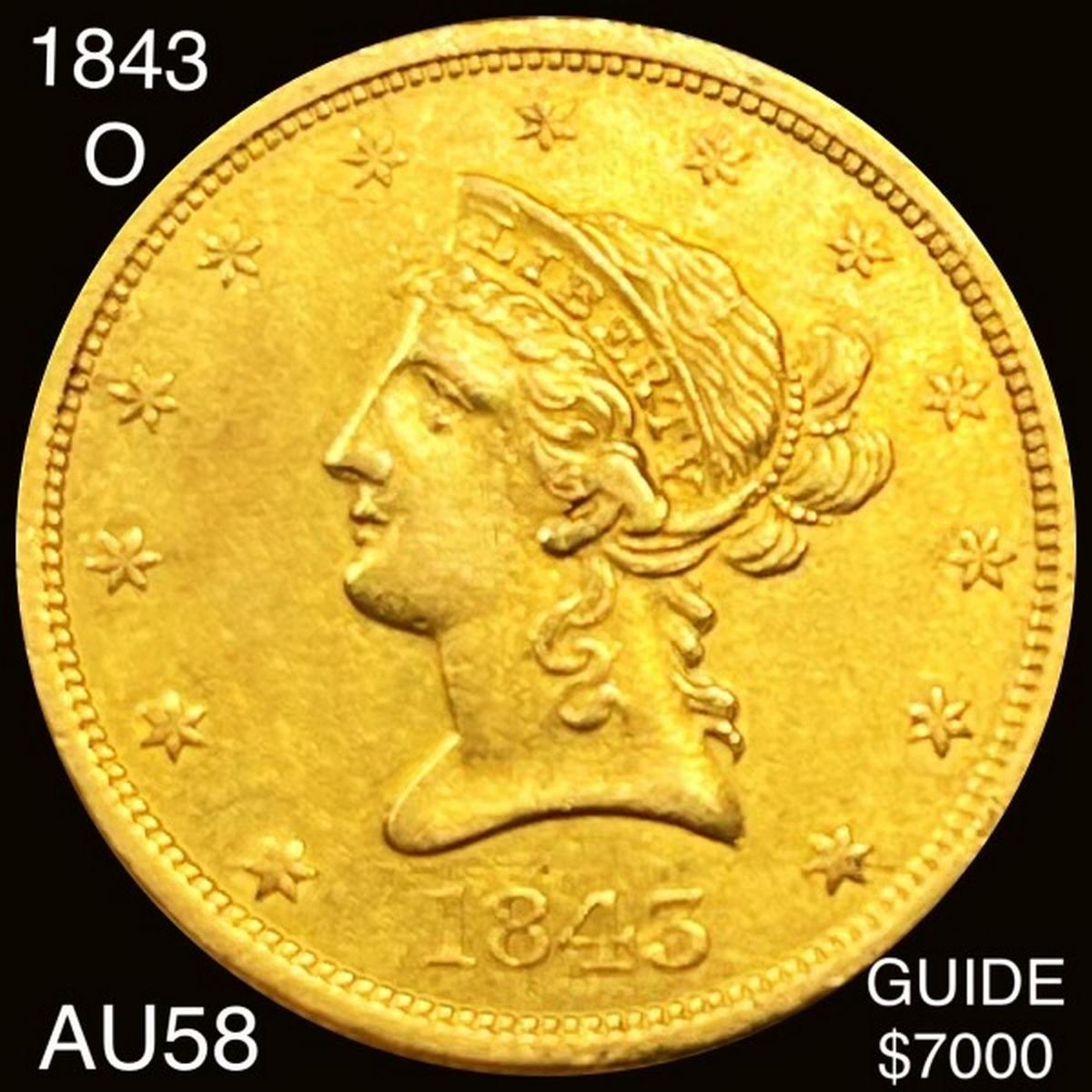 1843-O $10 Gold Eagle CHOICE AU