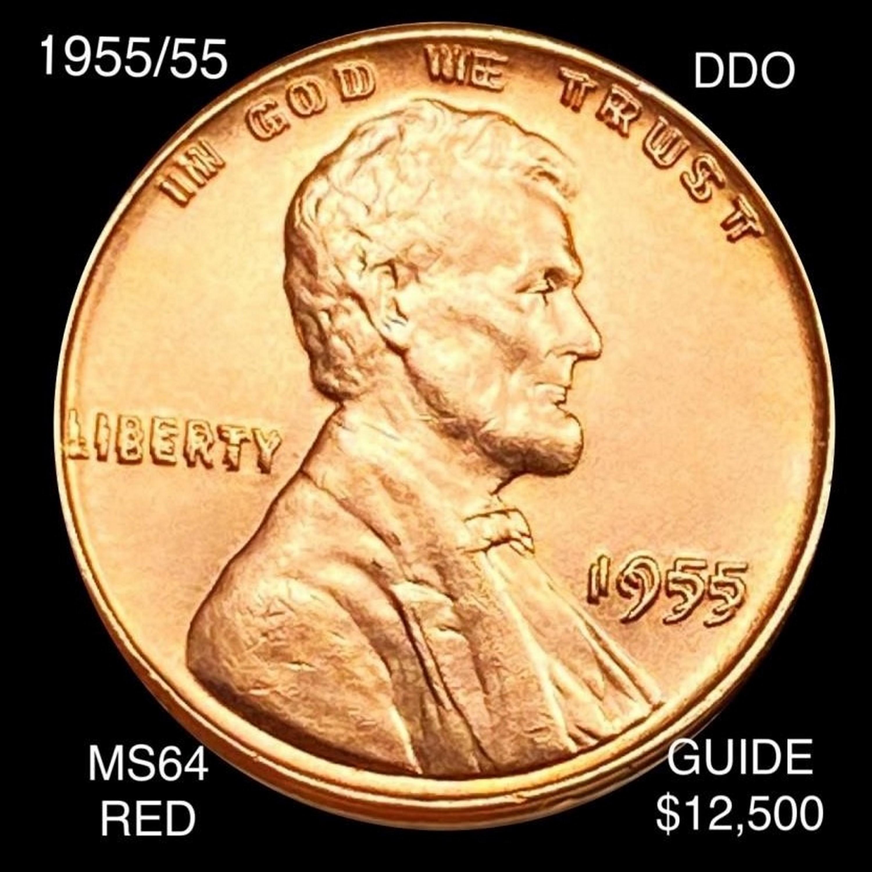 1955/55 DBL DIE OBV Lincoln Wheat Cent CHOICE BU