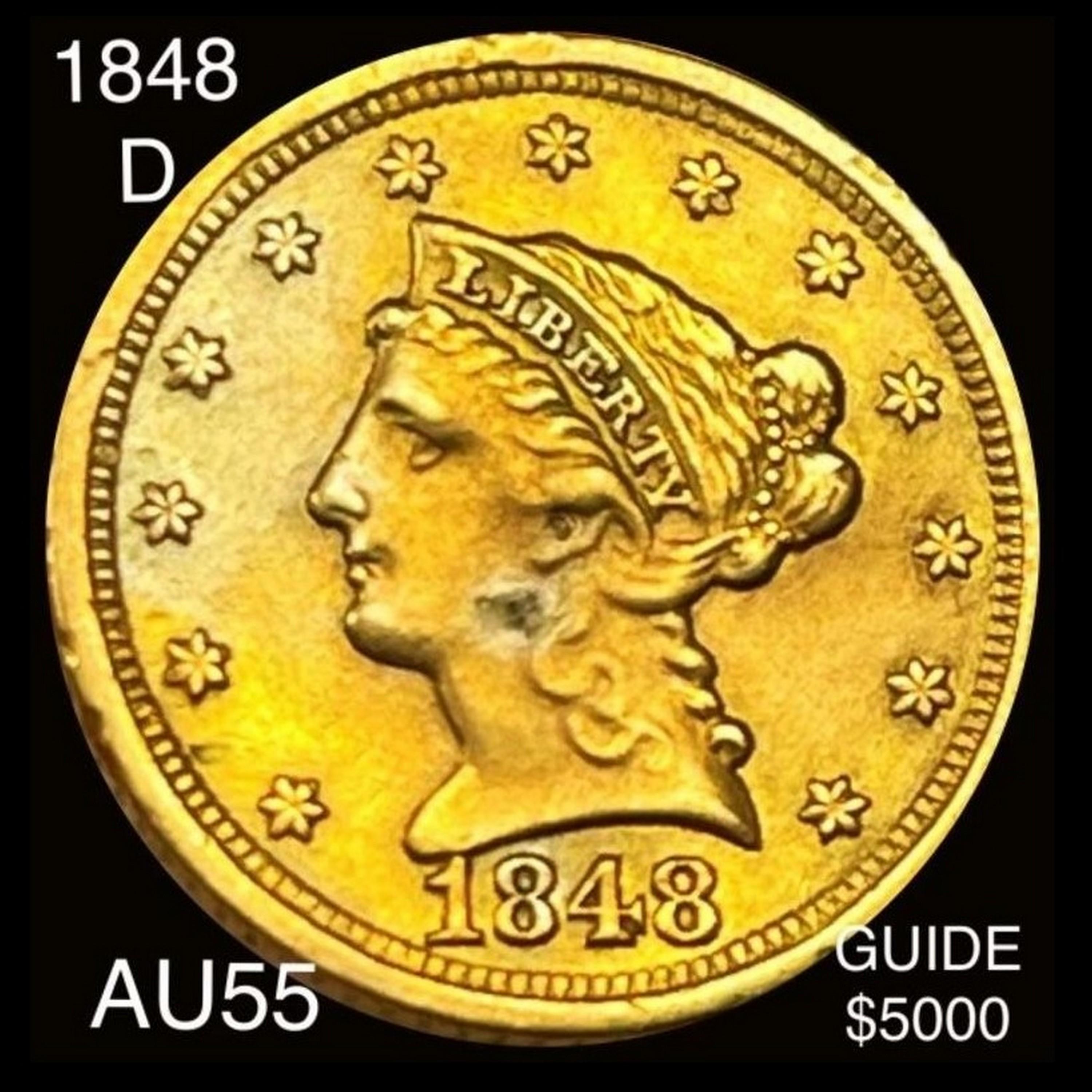 1848-D $2.50 Gold Quarter Eagle CHOICE AU