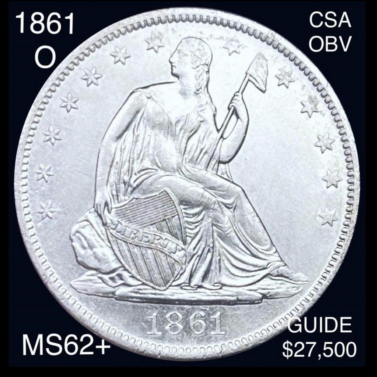 1861-O CSA OBV Seated Liberty Half Dollar UNC+