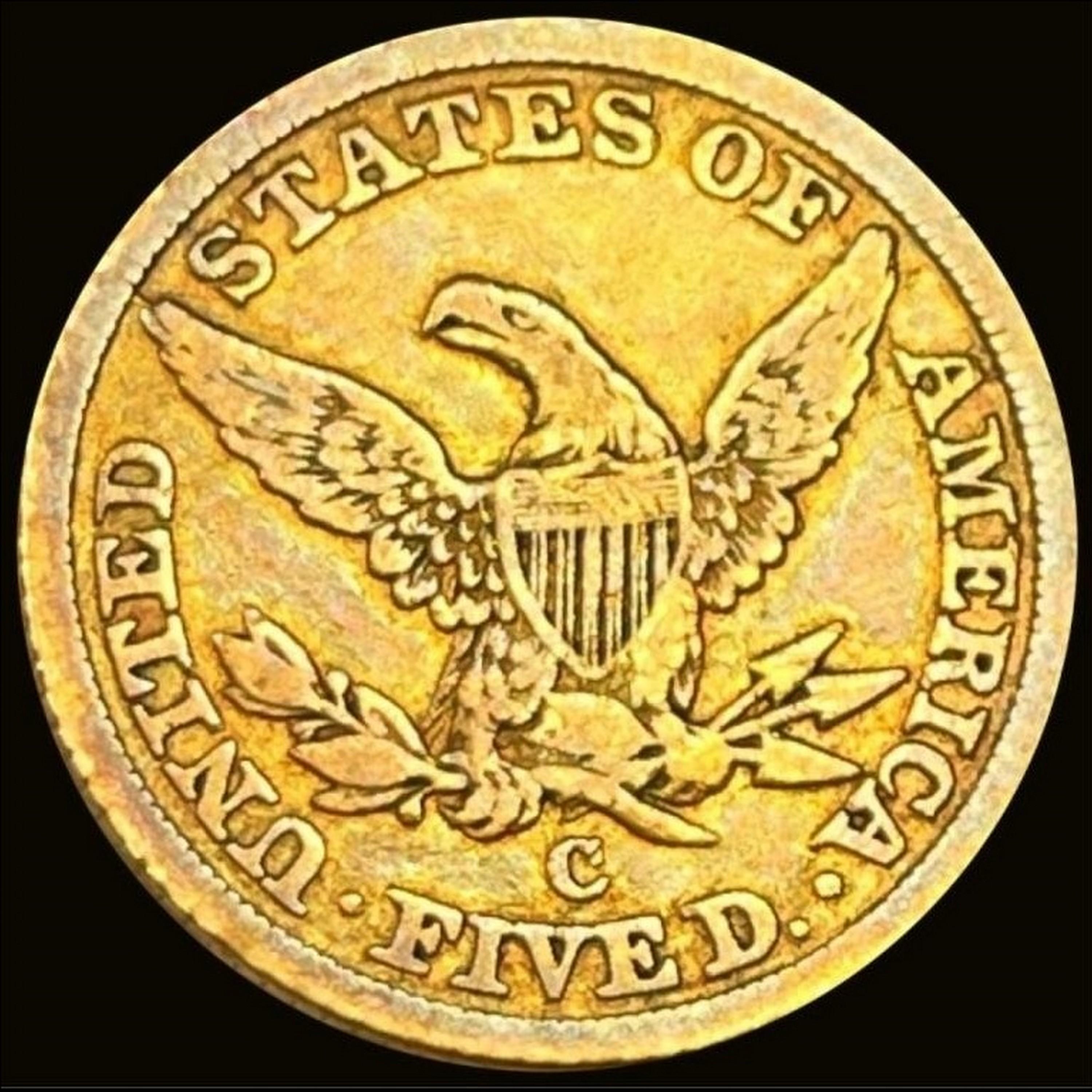 1844-C $5 Gold Half Eagle HIGH GRADE