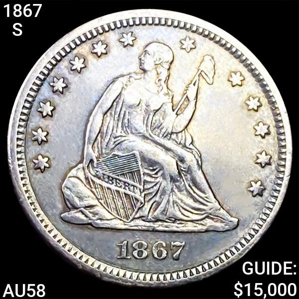 1867-S Seated Liberty Quarter CHOICE AU