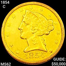 1854-C $5 Gold Half Eagle UNCIRCULATED