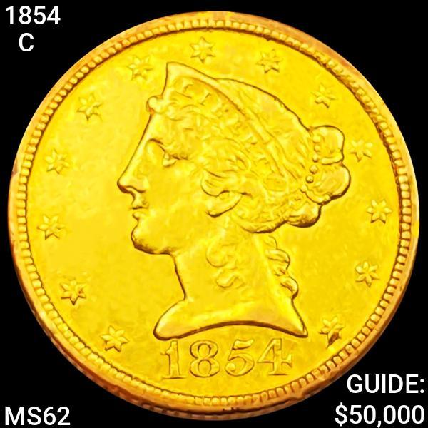 1854-C $5 Gold Half Eagle UNCIRCULATED