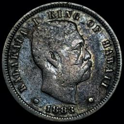 1883 Kingdom of Hawaii Dime NEARLY UNCIRCULATED