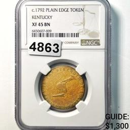 1792 BN Plain Edge Token NGC - XF45