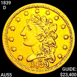 1839-D $2.50 Gold Quarter Eagle CHOICE AU