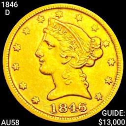 1846-D $5 Gold Half Eagle CHOICE AU