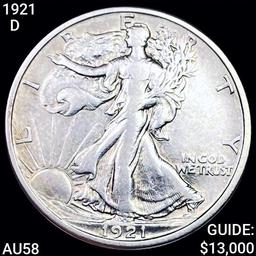 1921-D Walking Liberty Half Dollar CHOICE AU