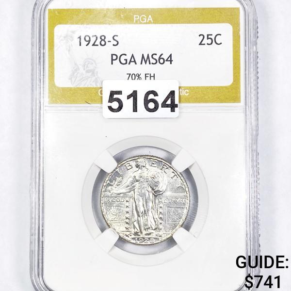 1928-S 70% FH Standing Liberty Quarter PGA - MS64