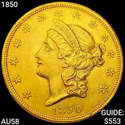 1850 $20 Gold Double Eagle CHOICE AU